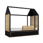 Preview: Hausbett NEW YORK 90x200 mit Schubladen in Schwarz für Kinderzimmer | www.kids-ambiente.com